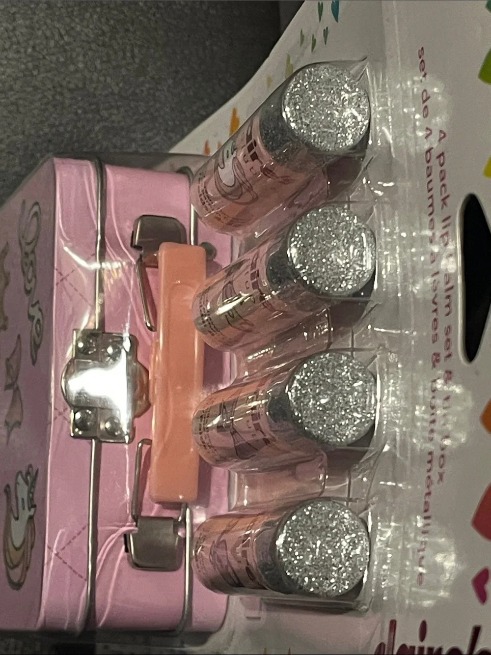 Claire’s Club 4 Flavored Lip Balm Set with Pink Keepsake Tin | NWT